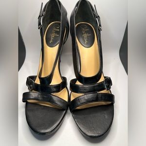 Cole Haan Carma Black Cowhide Leather Strappy 3" Heeled Sandal 10 1/2B